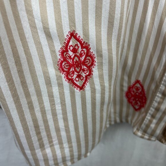 Chicos Long Sleeve Button Up Shirt Womens L Embroidered Striped 90s Streetwear - Picture 2 of 8